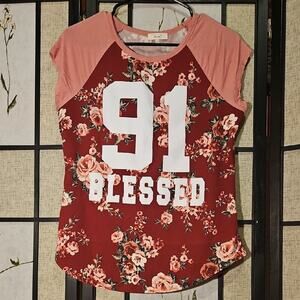 Love J Floral Graphic Tee with '91 Blessed' Print